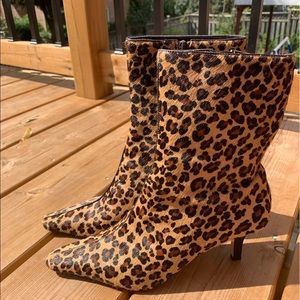 Ann Marino Cheetah Print Heeled Booties